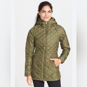 North Face Transit Down Women's Quilted Olive Puffer Jacket 660 Fill Power Small
